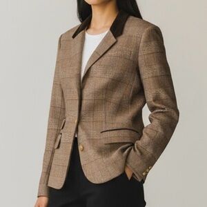 Vintage Liz Claiborne Blazer Women’s Size 8 Brown Plaid Academia Preppy Cottage